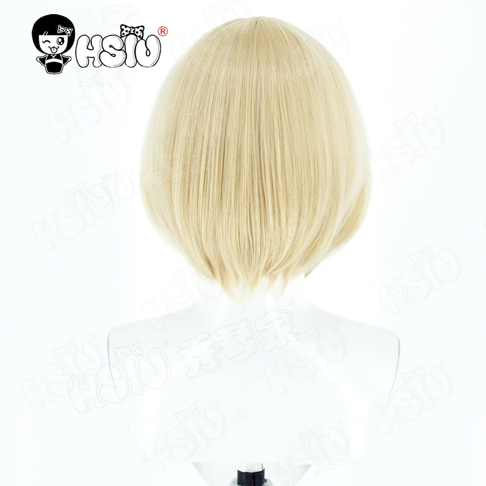 Sayless شعر مستعار تأثيري HSIU 35 سنتيمتر الذهب الشعر القصير مقاومة للحرارة الباروكات + غطاء شعر مستعار لعبة ErroR الخلاص Sayless شعر مستعار تأثيري #5