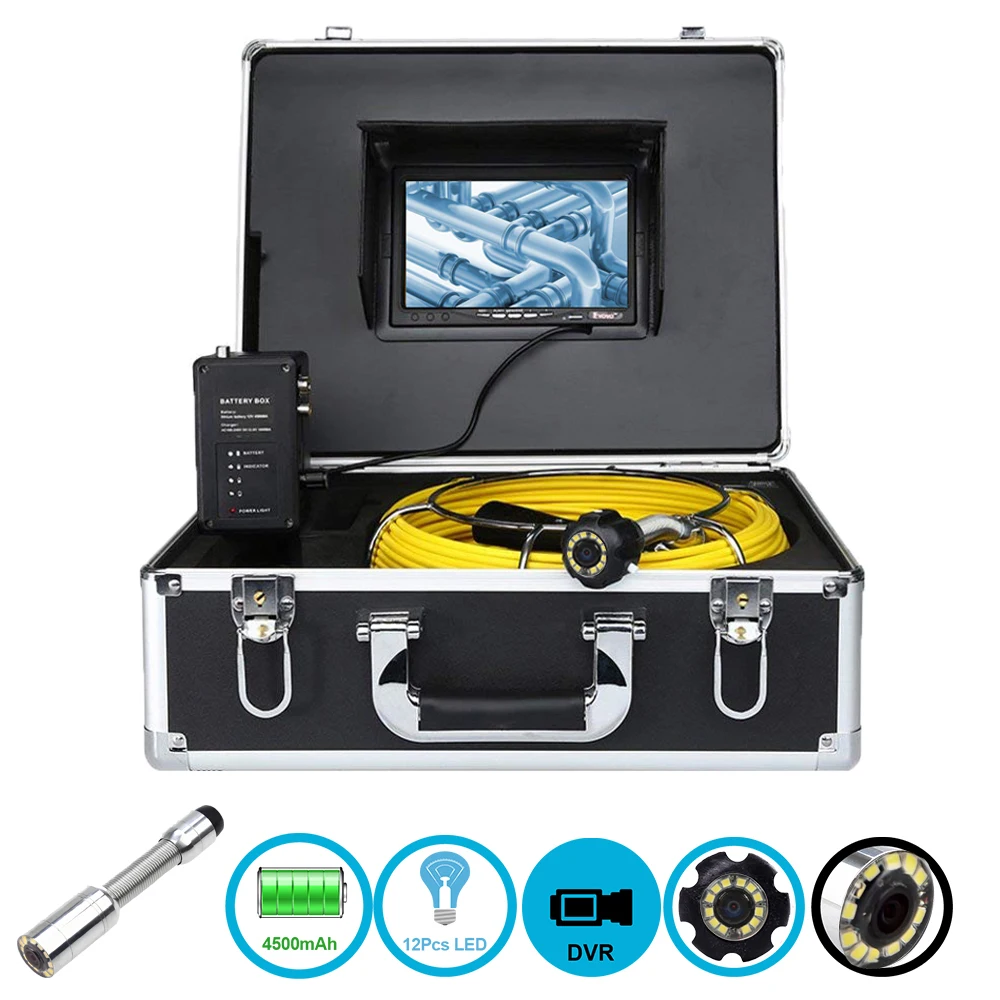 

7inch 20M Cable 720P HD 23MM Lens Drain Sewer Pipeline Industrial Endoscope Pipe Inspection Video Camera