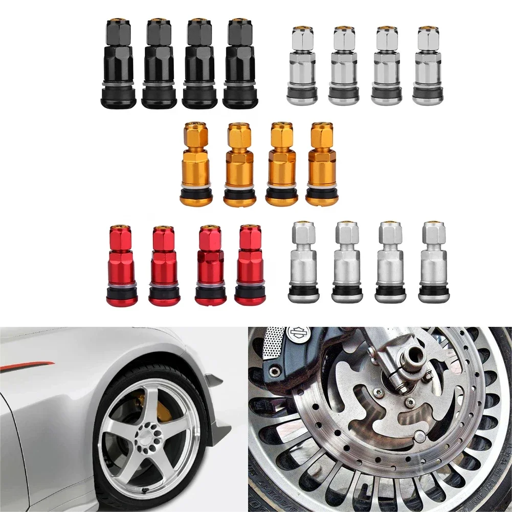 4pcs Universal Car Tubeless Tyre Valve Stems Caps Aluminum Alloy Bicycle Tire Air Valve Stems Caps Tyre Wheel Round Cover