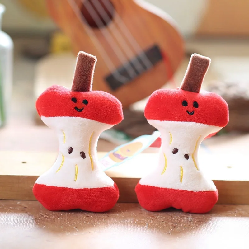 Juguete masticable de peluche para perros y gatos en forma de manzana, juguete de salud Dental masticable suave para mascotas, bonita manzana roja y hueso para cachorros, gatitos, 1 ud.