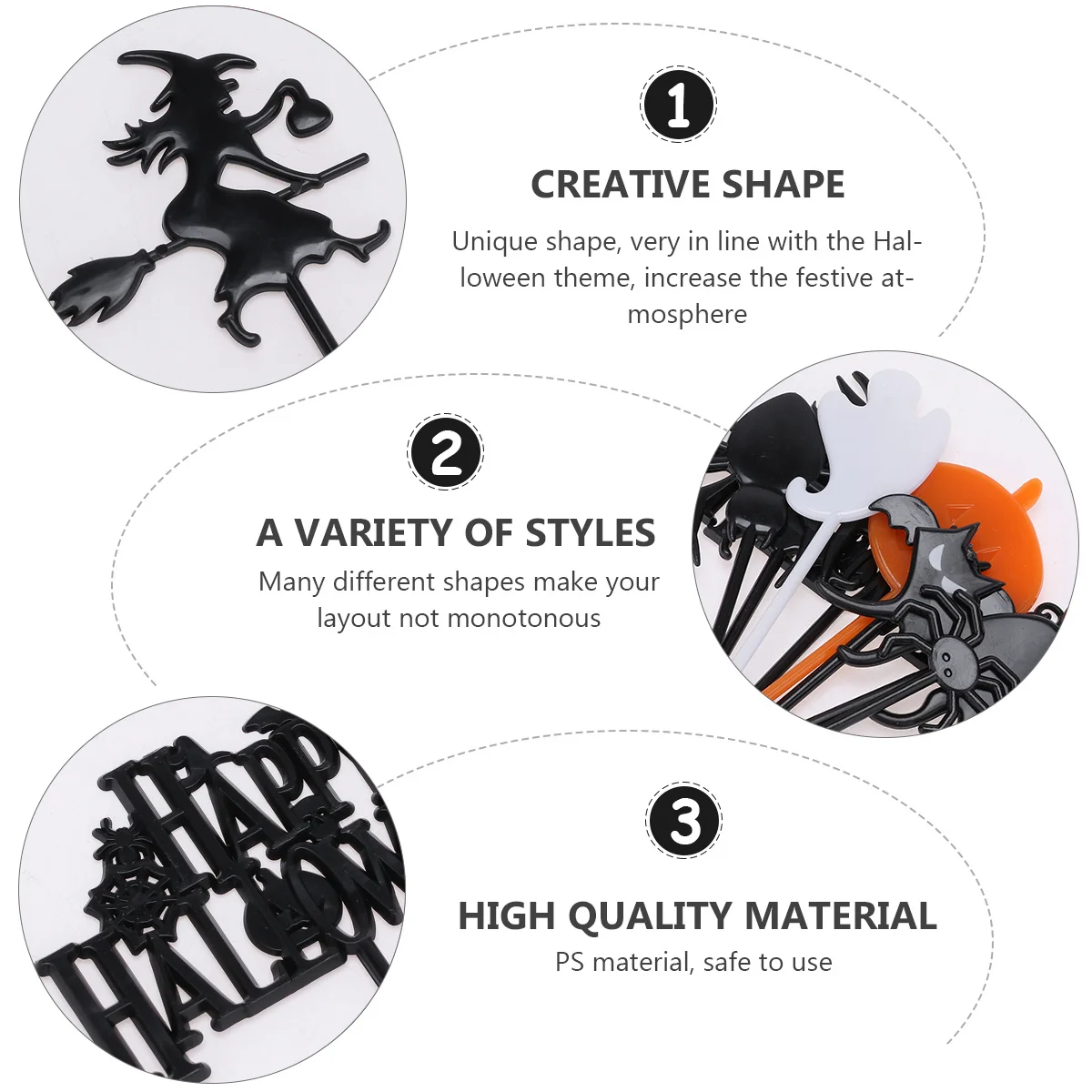 

40Pcs Halloween Picks Creative Pumpkin Bat Spider Design Party Cake Cupcake Dessert Decorations Fruit Picks for Holiday