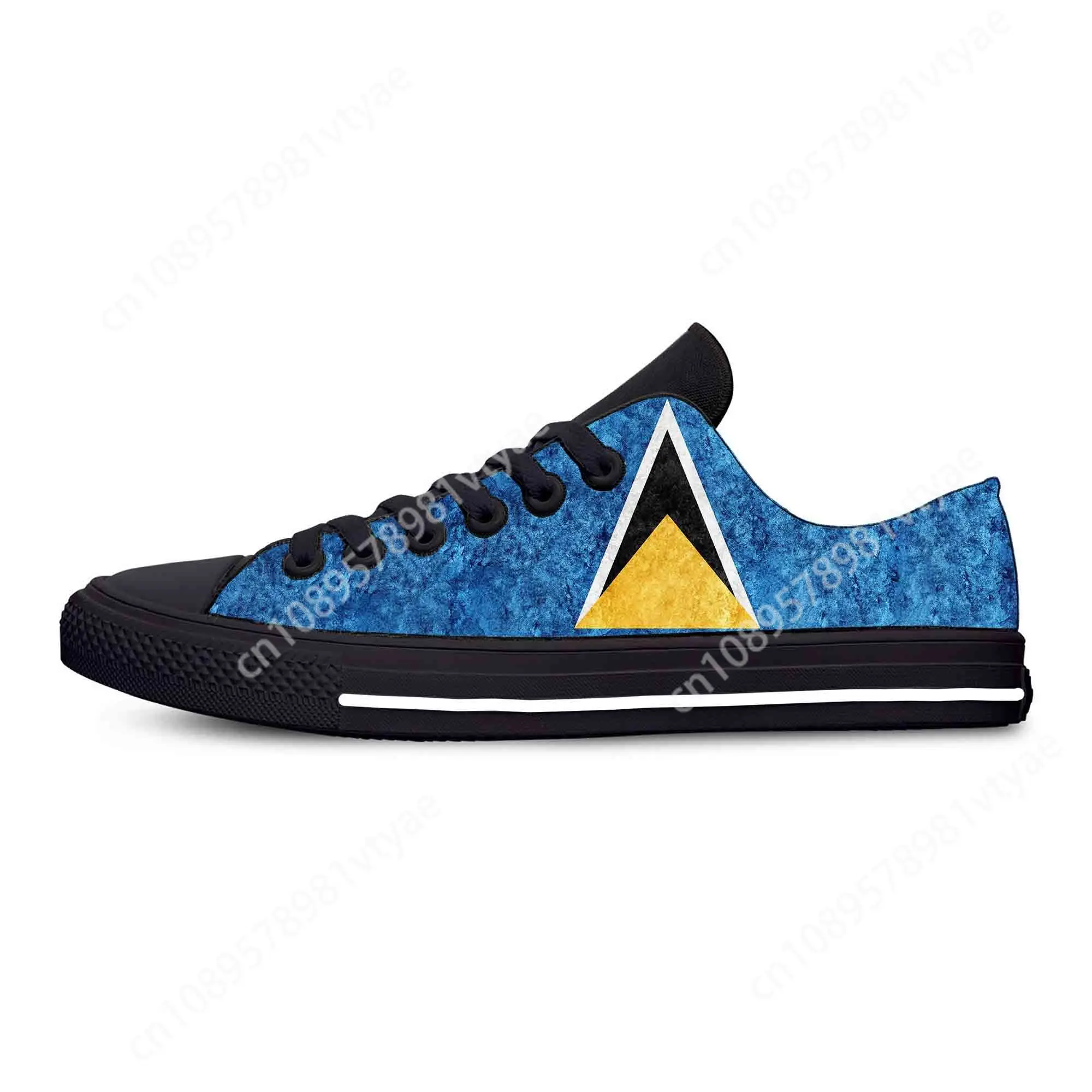 Saint Lucia Lucian Flag Patriotic Pride Cool Funny Casual Cloth Shoes Low Top Comfortable Breathable 3D Print Men Women Sneakers