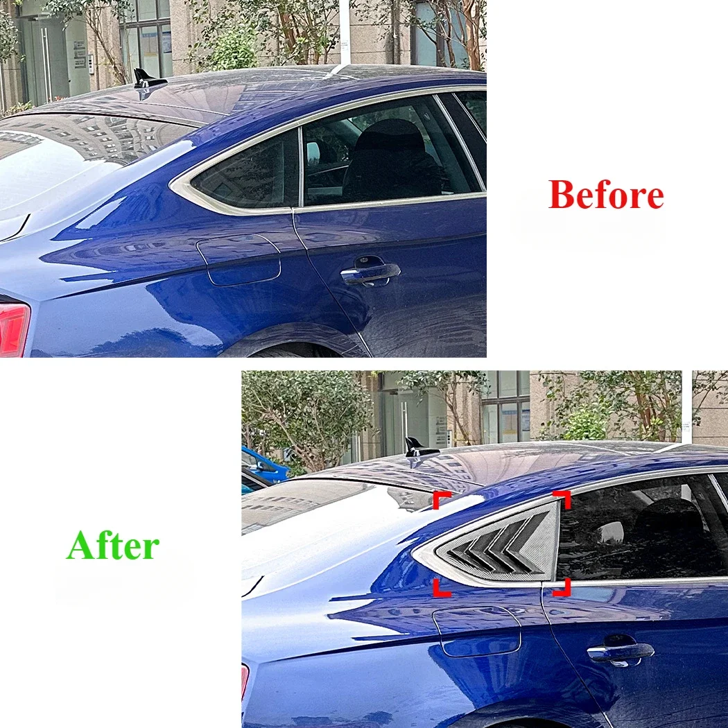 Car Rear Window Side Vent Shutter Cover Louver Trim Sticker Body Kit Spoiler For Audi A5 F5 4 Doors S5 B9 8W Sportback 2017-2024