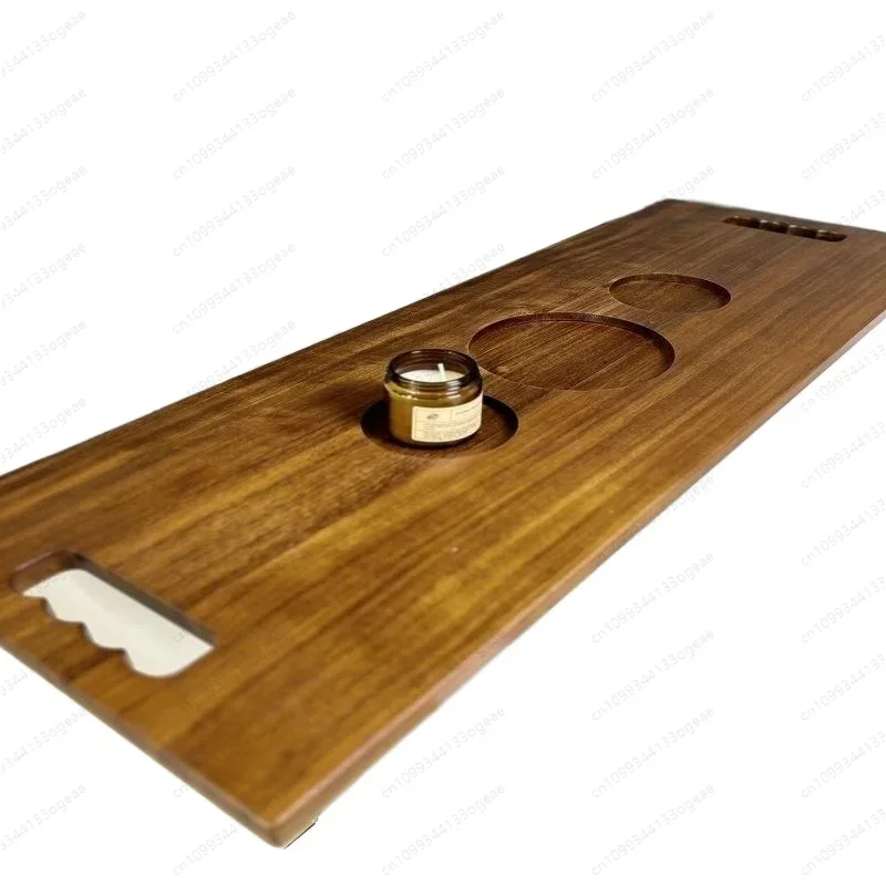 

Телескопическая полка-органайзер для ванной из массива дерева, для дома и отелей, из орехового дерева, в стиле легкой роскоши