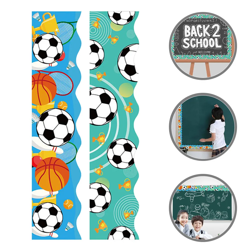

60 Sheets Bulletin Board Border Stickers Football Basketball Theme Vibrant Sports Classroom Decor for Kindergarten Learning
