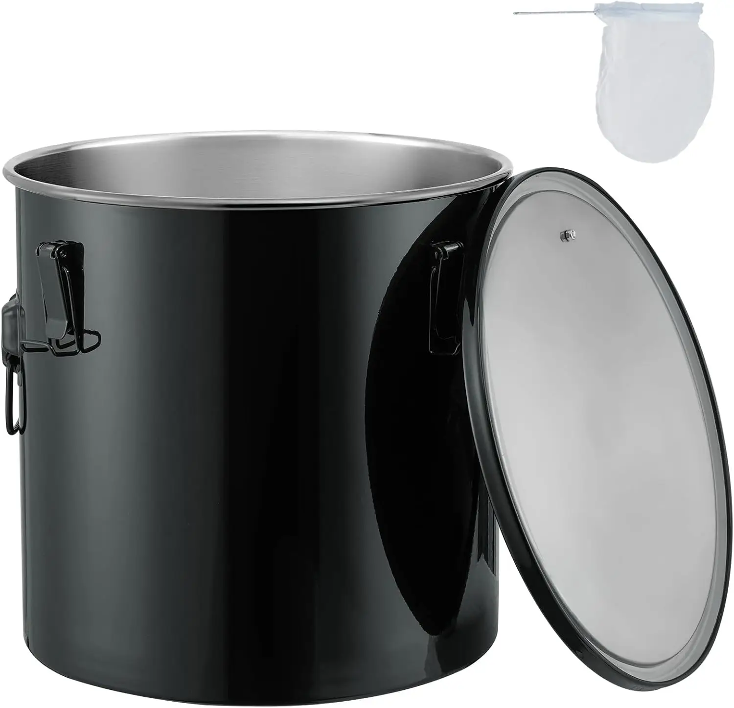 

Fryer Grease Bucket, 8 Gal Oil Disposal Caddy Stainless Steel Fryer Oil Bucket Rust-Proof Coating, Oil Transport Container