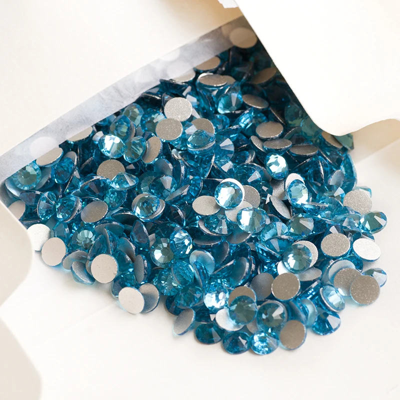 5A Aquamarin Strasssteine, nicht heißklebend, flache Rückseite, Glas-Strass für Nagelkunst und Kleidungsdekorationen, neue Stein-Nagelkunst-Zubehörteile – Detail 8