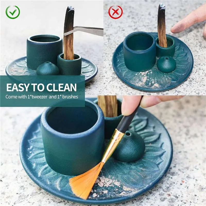 VEHO-2X Sticks Holder, Multi-Purpose Handmade Incense Burner For Incense Sticks, Sage Holder For Burning, Ash Catcher Tray