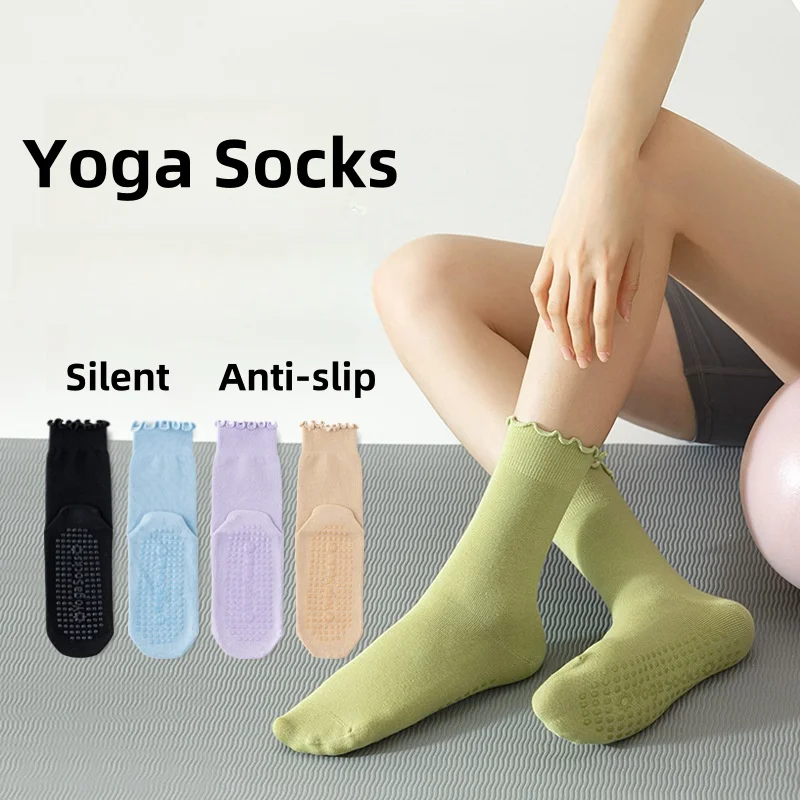 Miosam Neue solide Yoga-Socken mit individuellem Logo, atmungsaktive, leise Strumpfwaren, Sportsocken, Fitness, Pilates, rutschfeste, weiche Socken für Damen