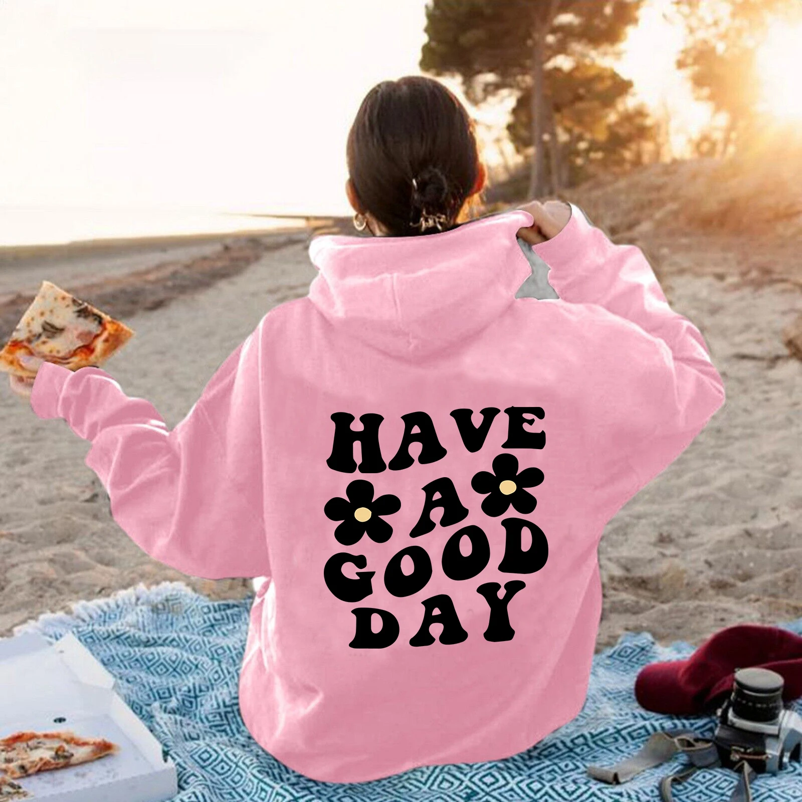 Have A Good Day Letter Hoodie Aesthetic Sweatshirt Preppy Sayings On Back Trendy Hoodies Positivity Quotes Pullovers Top Moletom