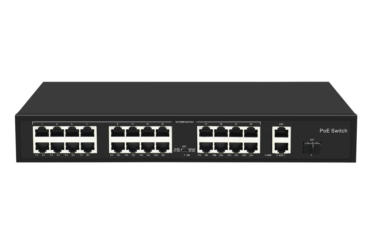 

24 Port Gigabit PoE Switch with 24 Port PoE+@300W, 2 Gigabit Uplink Port, 1 SFP, Sturdy Metal for Desktop/Rack Mount