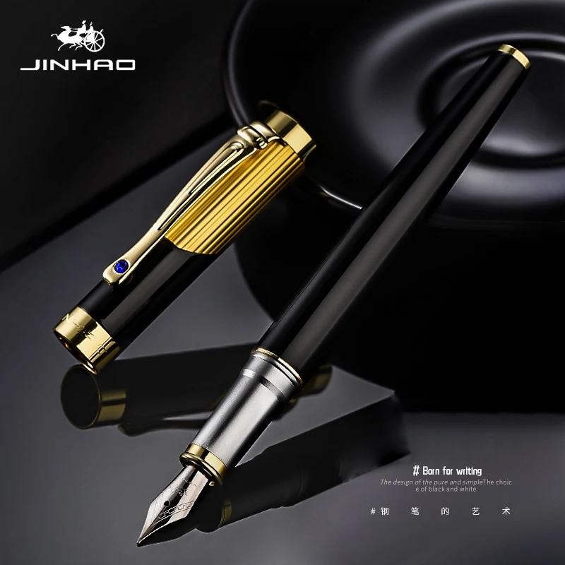 

Роскошная золотая ручка-роллер JINHAO 9009 с бриллиантовым зажимом, гладкая металлическая ручка-пенал для школьных принадлежностей