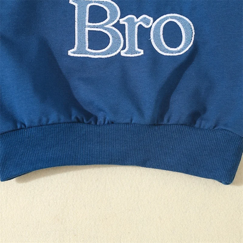 Brother Sister Matching Sweatshirt Letter Embroidery Kids Long Sleeve Pullovers Autumn Tops for Toddler