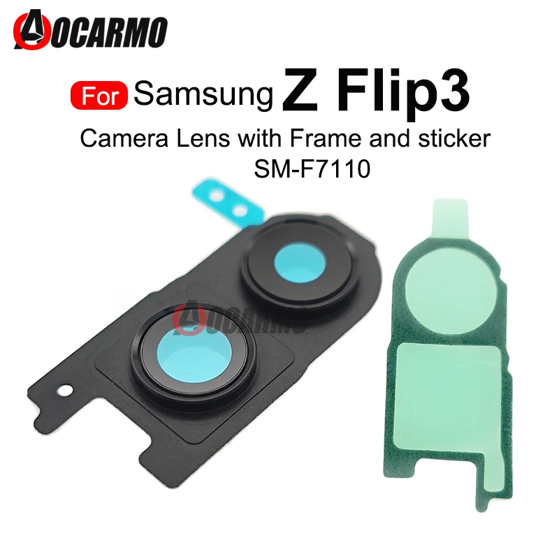 For Samsung Galaxy Z Flip3 F7110 Back Camera Rear Lens With Frame And Adhesive Replacement Parts