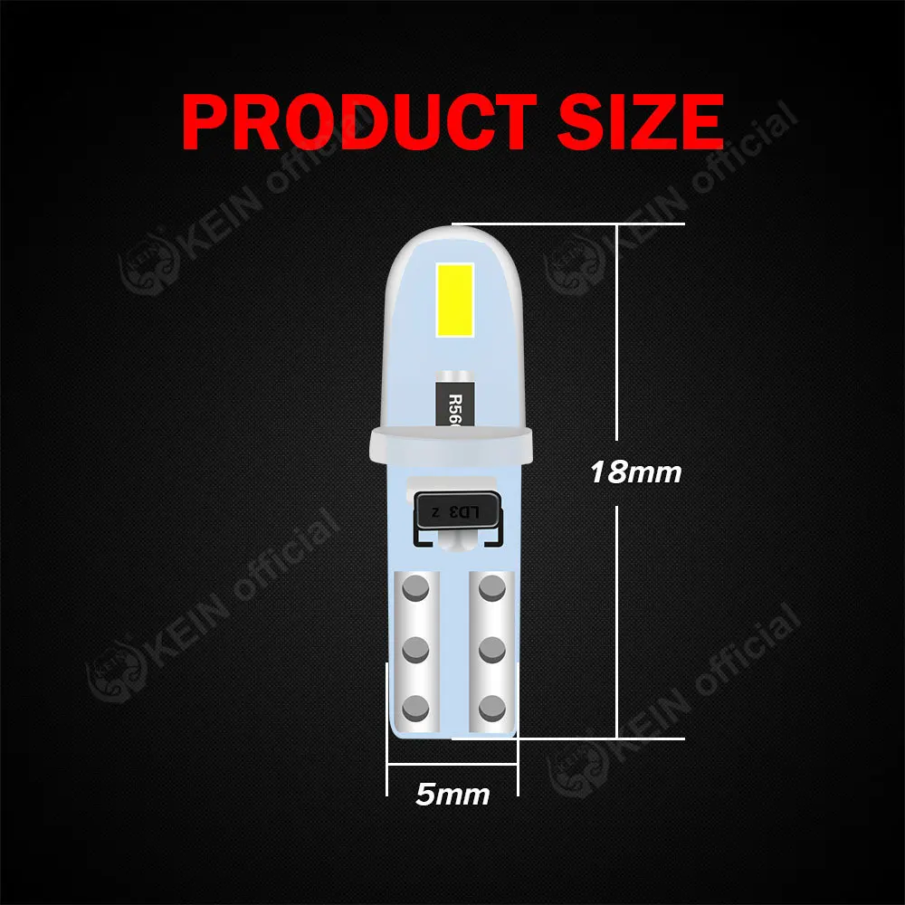 KEIN 10PCS T5 Led Bulb Non Polar W3W 73 74 Instrument 17 2721 Dashboard Meter Indicator Switch Radio Climate Control Signal Lamp
