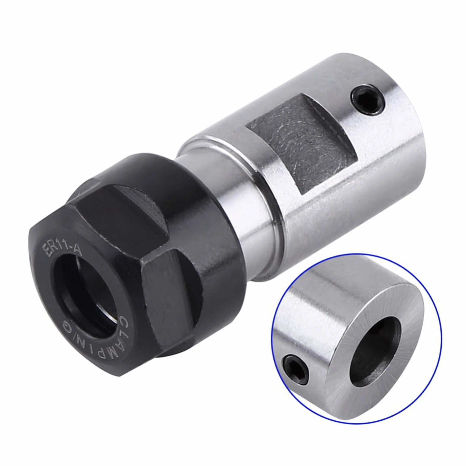B59A 2 Set ER11 Collet Chuck Motor Shaft Extension Rod Spindle Collet Lathe Tools Holder Inner 8MM