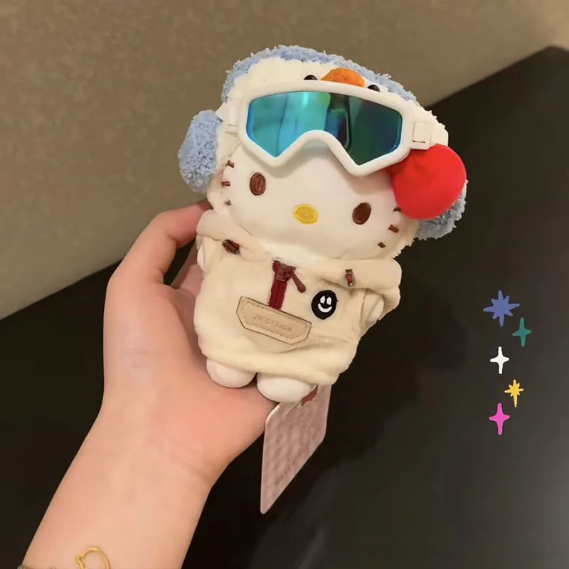 

Cute Hello Kitty Plush Keychain Winter Sports Skiing Cartoon Stuffed Animal Toy with Goggles Fashion Bag Doll Pendant Girl Gifts