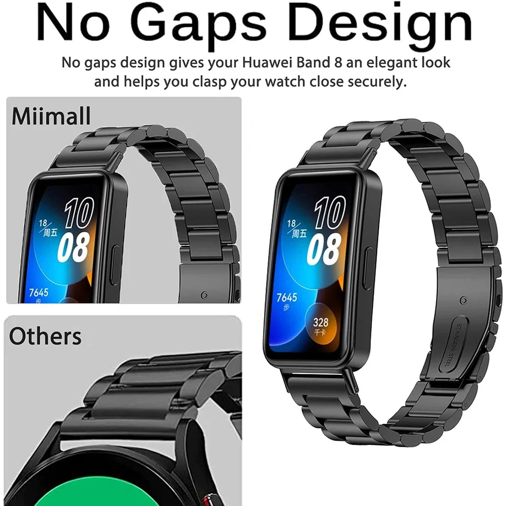 Metal Business Strap For Huawei Band 10 9 8 Watchband Bracelet For Huawei Band10 Band9 Band8 Stainless Steel Wristband Correa