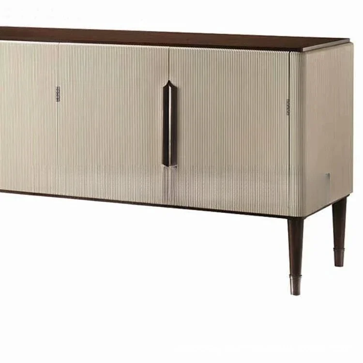 Light luxury post-modern solid wood TV cabinet, model room fashionable four-door locker floor cabinet