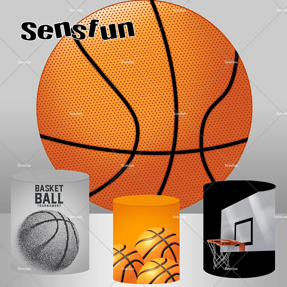 الأولاد كرة السلة غطاء خلفية مستديرة حفلة عيد ميلاد الاطفال الرياضة موضوع دائرة خلفية الجدول راية طيدة يغطي مخصصة