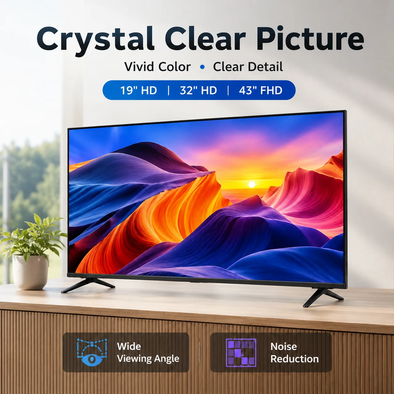 NallonHU Smart LED TV 19 32 43 Inch Android WiFi Flat Screen Television HD FHD HDMI USB AV RJ45 Home Hotel Office TV