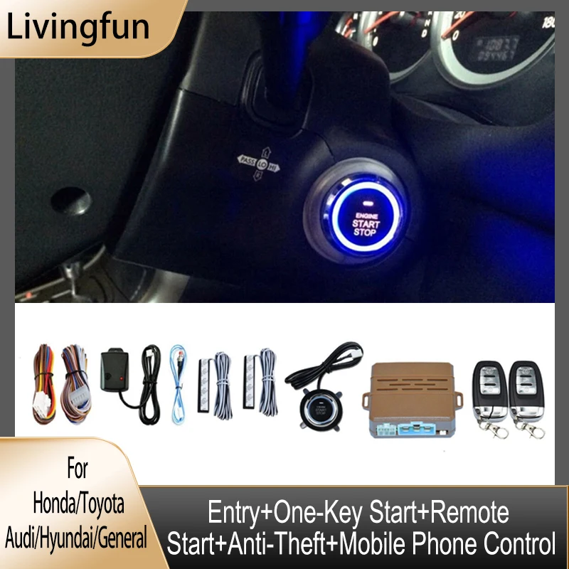 

For Honda Toyota Audi Hyundai Gener Car app Keyless Entry Engine Start Alarm System Push Button Start System Remote Starter Stop