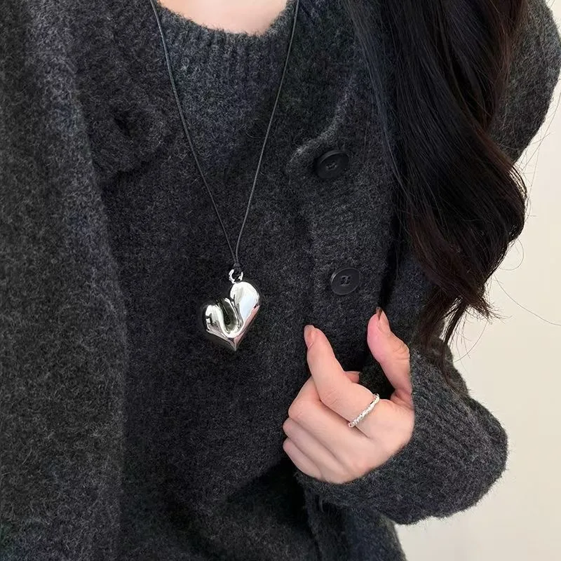 Hot Sales Women's Fashion New Heart Pendant Adjustable Pull-out Necklace For Party Gifts Pendant Jewelry Accessories