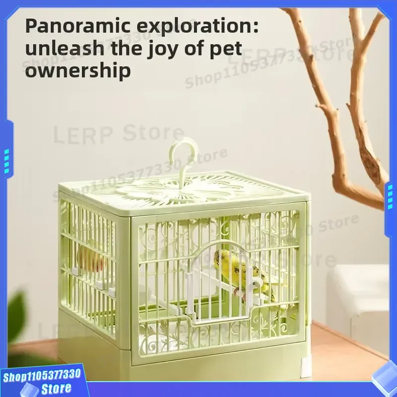Rectangular Portable Plastic Parrot Cage Large Space Breathable Escape Proof Design Outdoor Decorative Bird House for Small