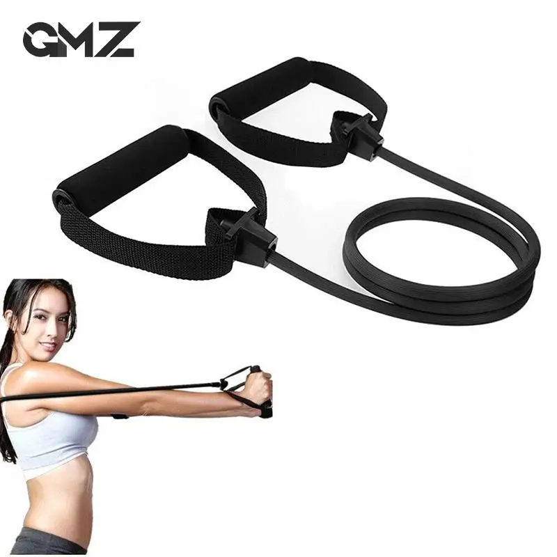 Elastic Fitness Exercise Tube Band 120cm Resistance Bands With Handles Yoga Pull Rope For Home Workouts Strength Training