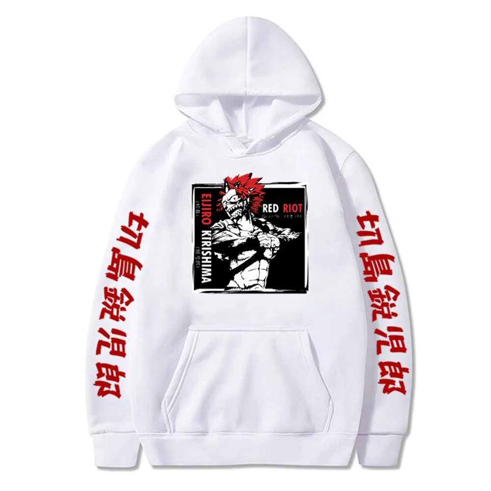 Japanese Anime Hoodie Red Riot Kirishima Eijir Graphic Printing Sweatshirts Fans Casual Fleece Long Sleeve Men/Women Clothing