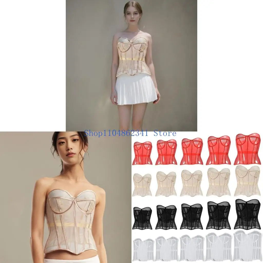 5ASD حمالة صدرية مشد للنساء Laceup مرتبط بوجود Fishier Bustier Bustier Styles French Styles Waspie Cincher للحدث الليلي