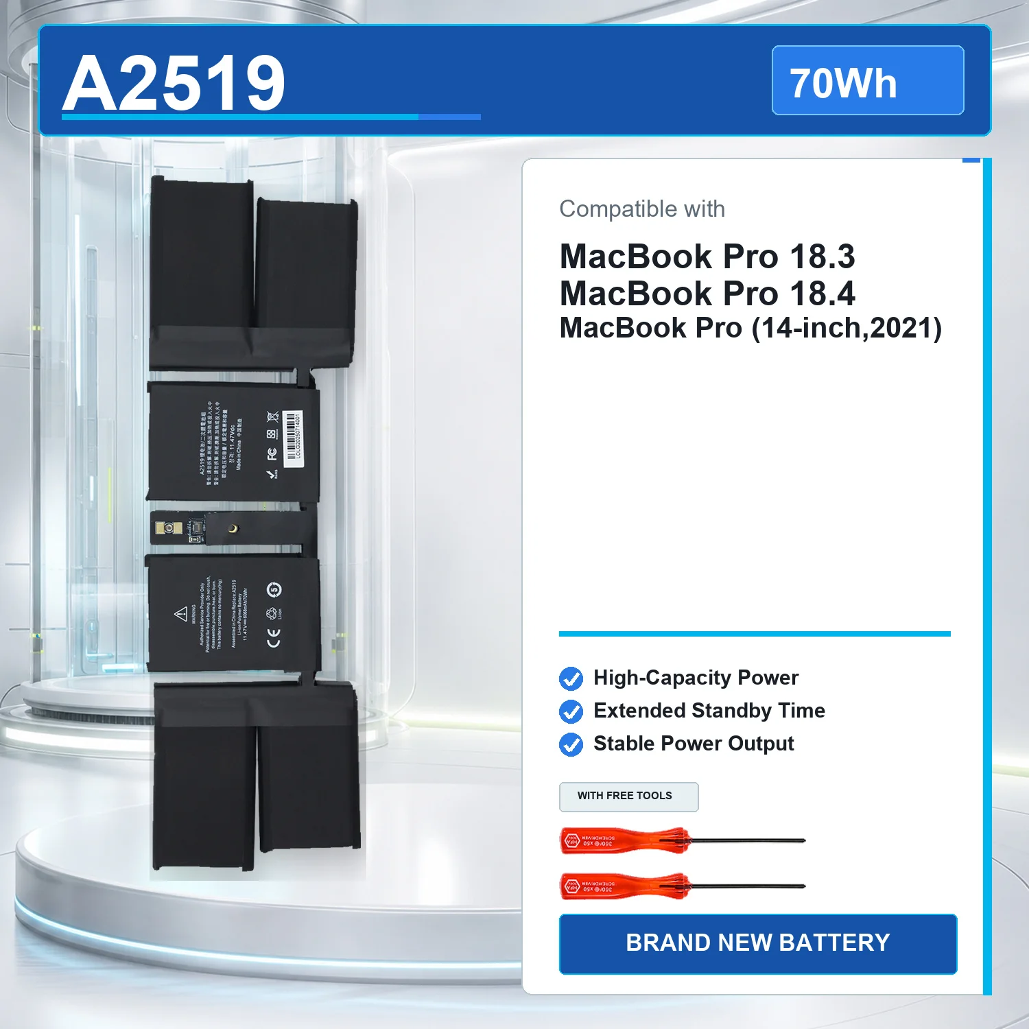 A2519 70Wh 11.47V Laptop Battery For Apple MacBook Pro 14 Notebook Smart A2442 M1 Retina MKGT3LL A MKGR3LL 2021 Year