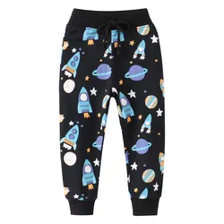 Jumping Meters New Arrival Children's Clothes Hot Selling Rockets Space Print Drawstring Toddler Kids Trousers Full Pants