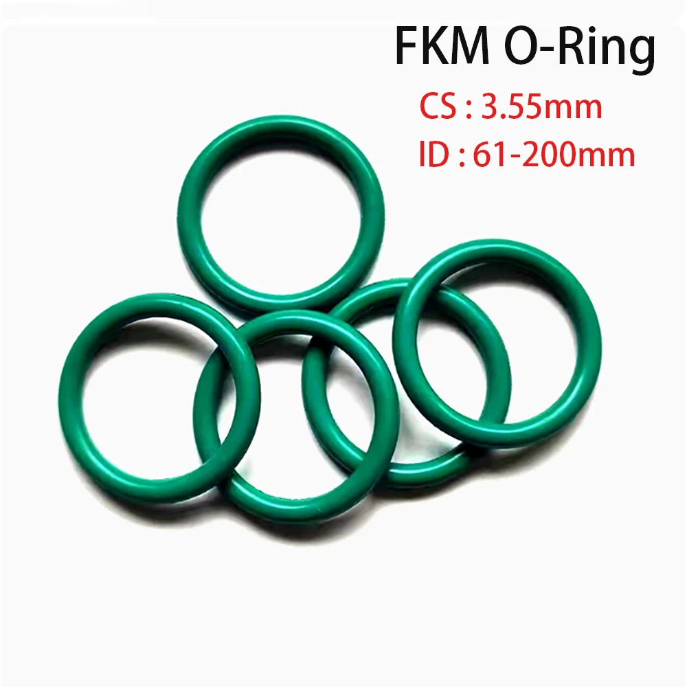 

1-5Pcs CS3.55mm Green FKM O-Rings ID 61mm-200mm Sealing Gasket Insulation&Alkali/Acid Resistant High Temperature Resistance