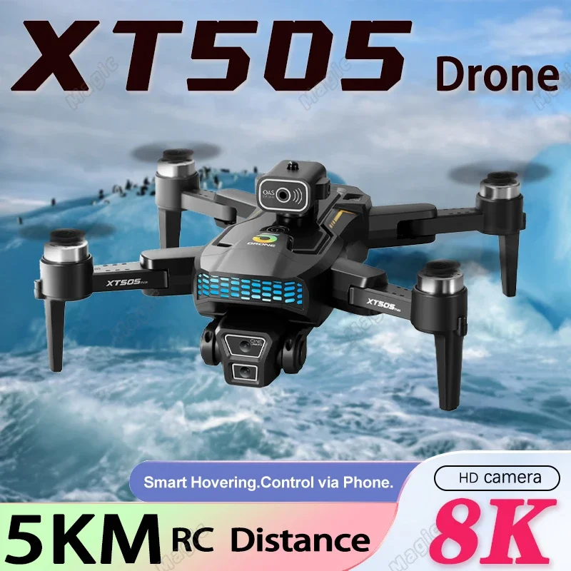 XT505 GPS Drone 8K Professional HD Dual Camera Foldable Quadcopter RC Dron Toys 5G Wifi 360° Obstacle Avoidance Brushless Motor