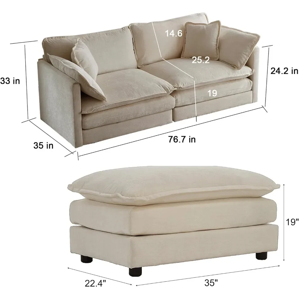 Deep Seat Sectional Sofa, 76.7