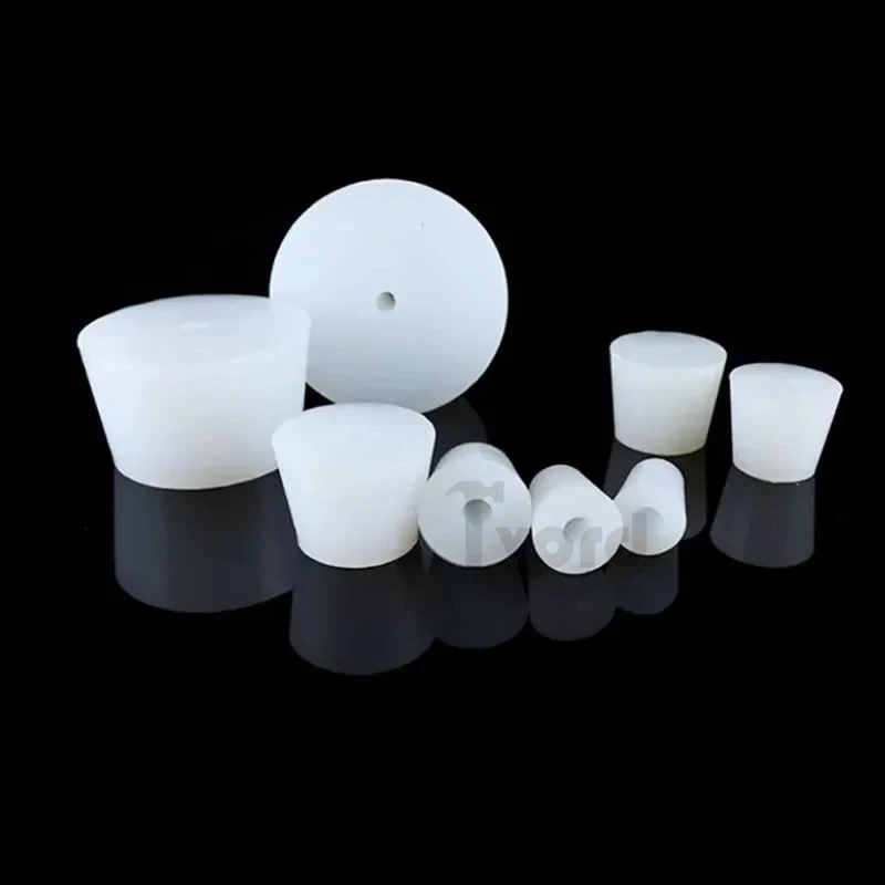 จุกซิลิโคนแบบมีรู 8 มม. 1-5 ชิ้น จุกทรงกรวยแบบมีรู จุกซิลิโคนเกรดอาหารแบบมีรูทะลุ