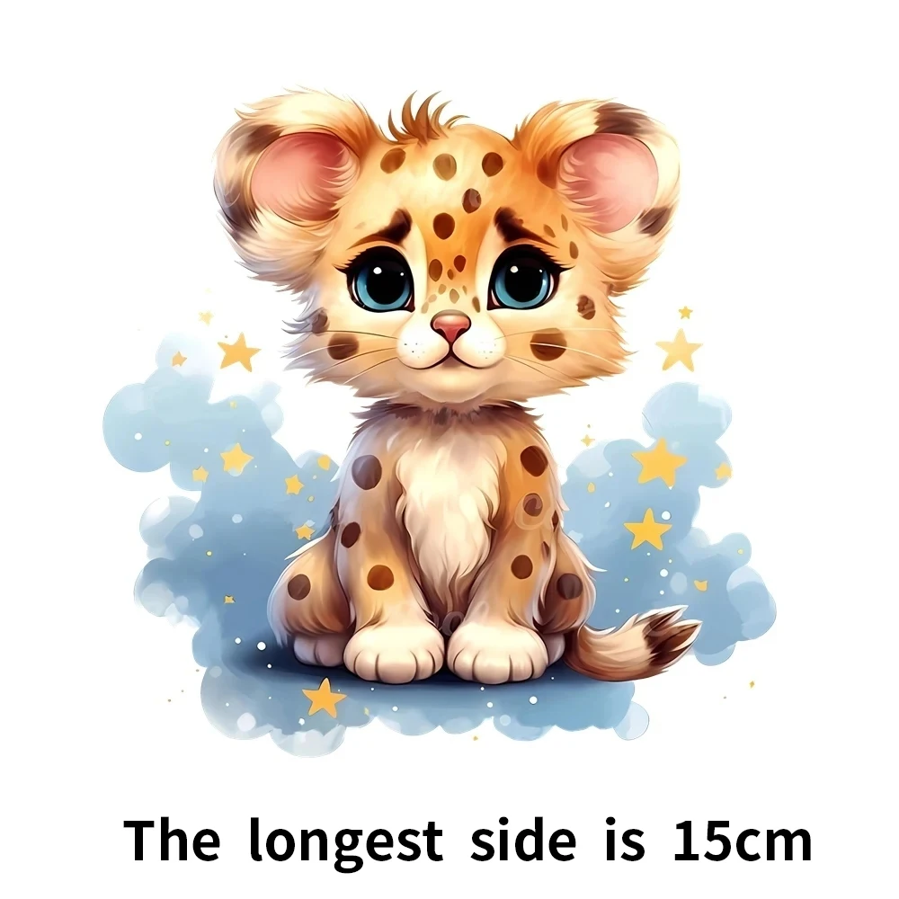 20 types Cute cartoon animal cats Leopard DTF Thermo Sticker Decals Heat Transfer Clothes Clothing Crafts Ironing Diy Accessory