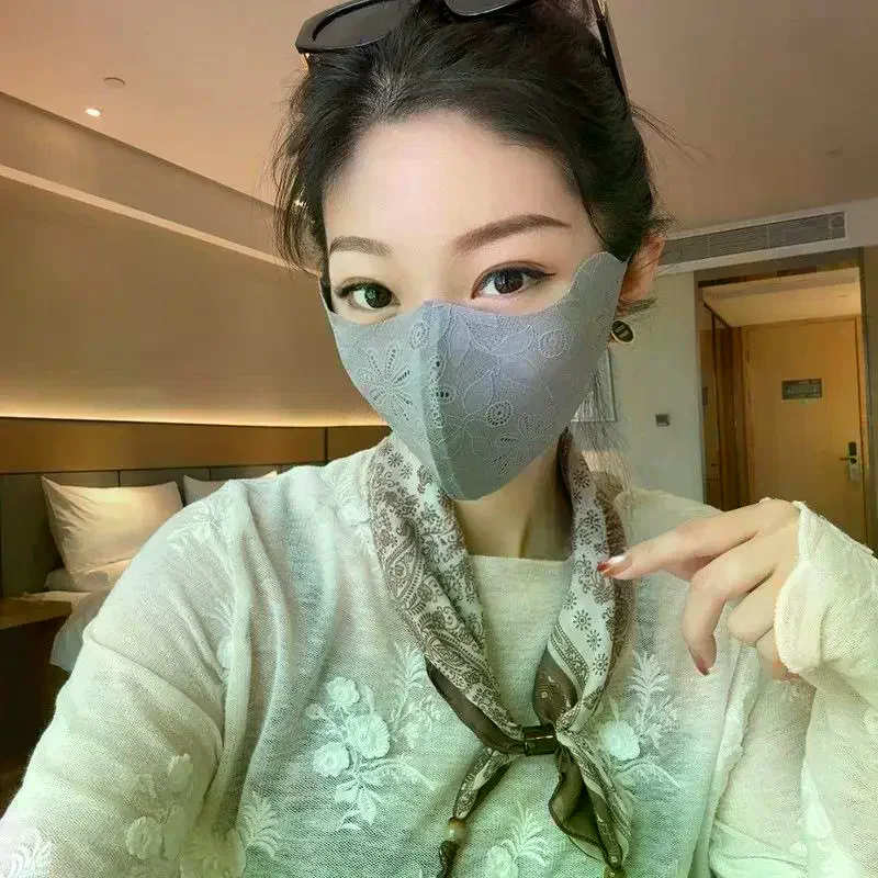 

Lace 3D Sun Protection Mask Lightweight Breathable Face Cover Elegant Style for Outdoor Summer Travel