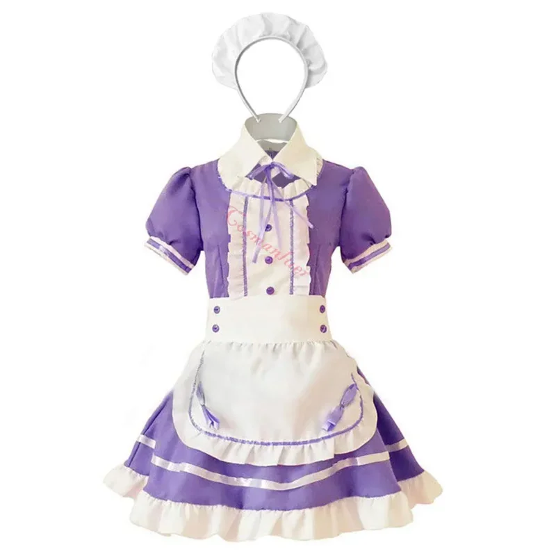 Anime Cosplay French apron maid dress Halloween makeup cosplay costume }