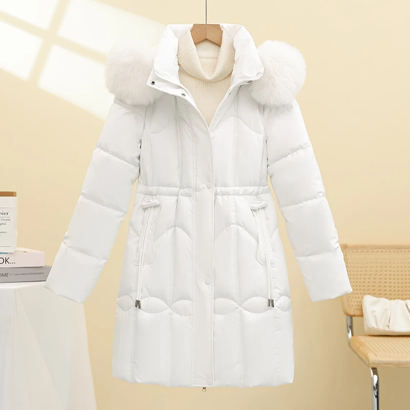 

Женское стеганое пальто средней длины из хлопка с завязками на талии, маленький размер, стеганое пальто с капюшоном на молнии, цвет