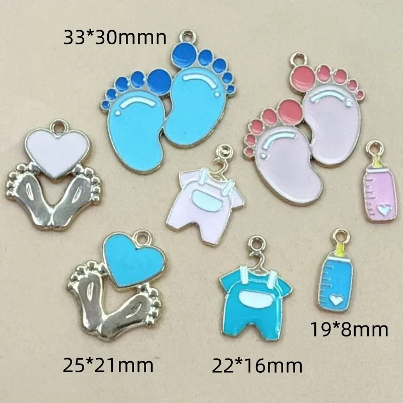 10Pcs Mixed‑Style Alloy Oil Drop Charms Clothes Bottle Small Feet Simulation Pendants For DIY Earrings Keychain Jewelry