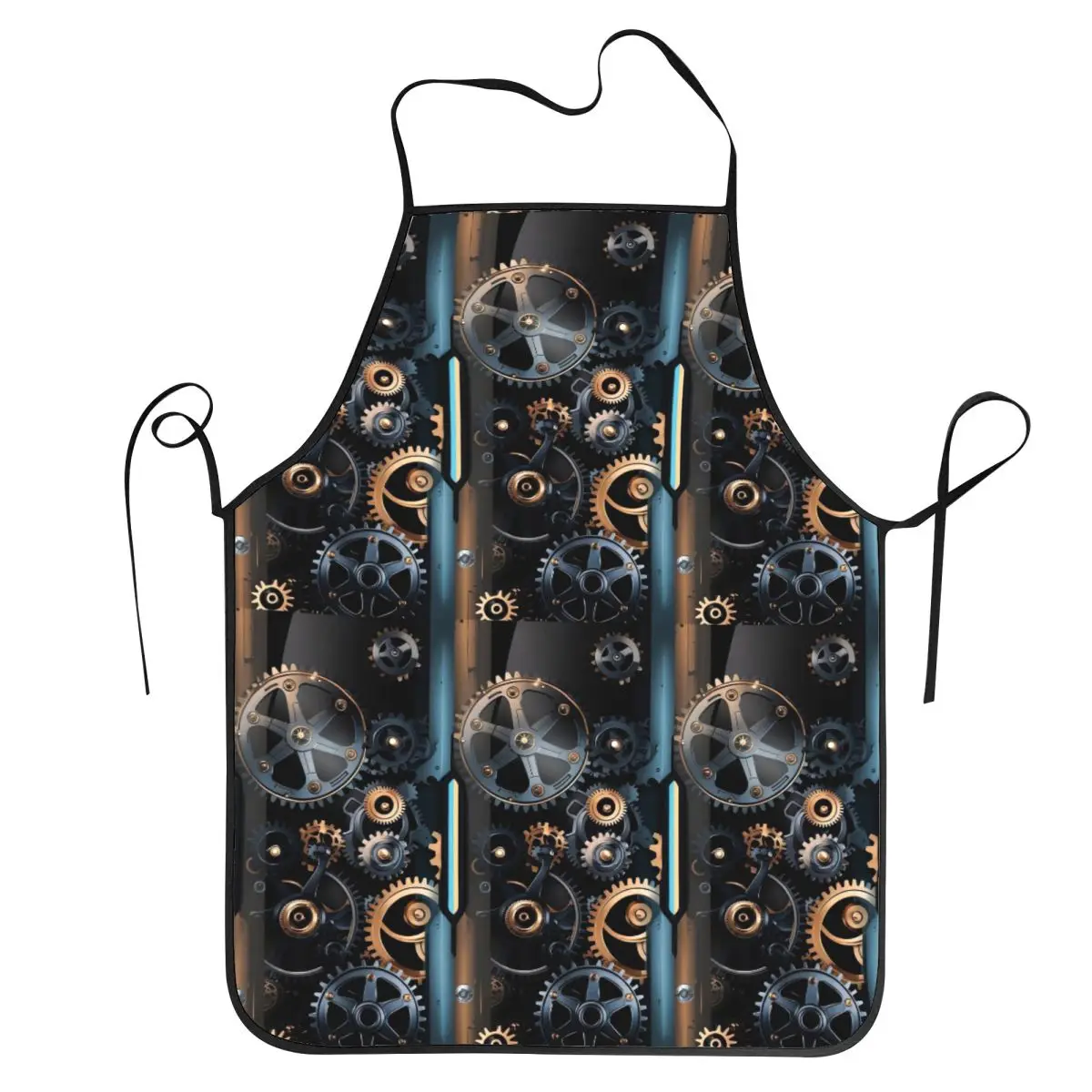 Mechanical Machine Gears Steampunk Style Apron Chef Baking Tablier Waterproof Bib Kitchen Cleaning Pinafore for Women Men
