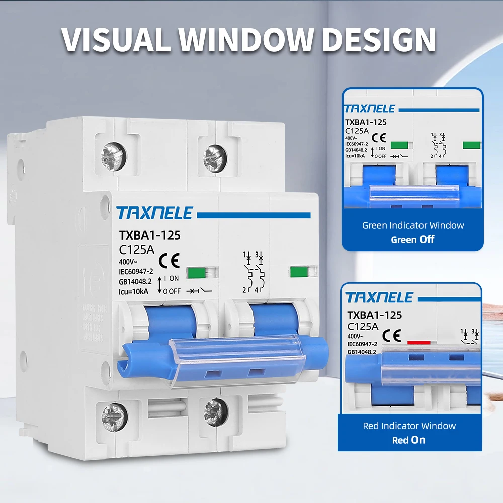 AC MCB 2P 230V Mini interruttore interruttore aria 80A 100A 125A sovraccarico cortocircuito proteggere la protezione capacità di interruzione 10KA