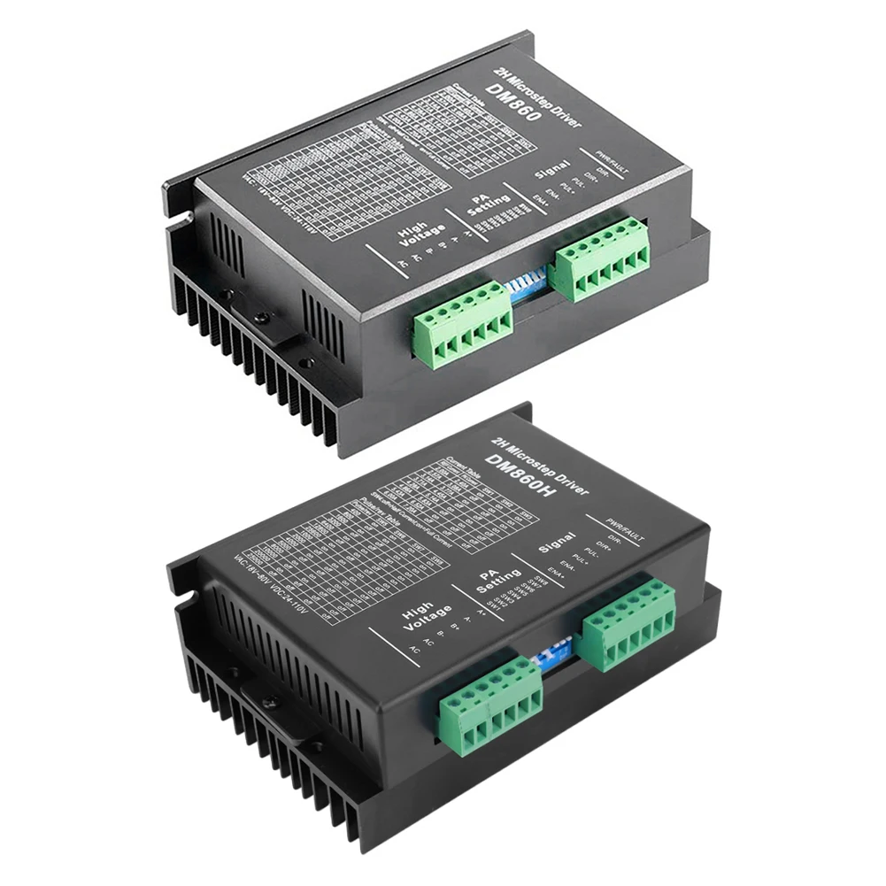 

DM860H DM860 Микропривод 0-200 кГц 2-фазный шаговый драйвер AC18-80V или DC 24-110V 2A-7.2A 2H подходит для шагового двигателя Nema34