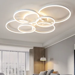 Modern Round Design LED Ceiling lamp For Living Room Bedroom Gold White Rings Ceiling Chandelier Lighting Fixtures Luminaire