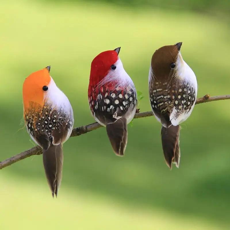 3/6Pcs 3D Fake Craft Birds Artificial Foam Feathers Birds Birthday Party Decorations Home Garden Wedding Decoration