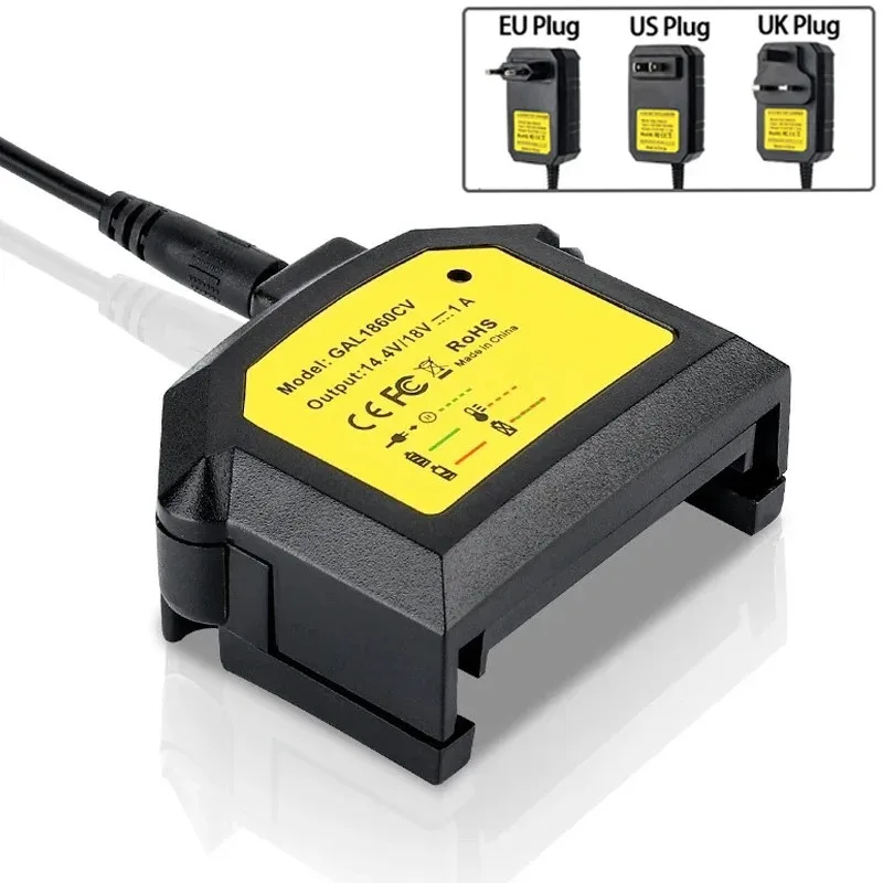 GAL1860CV Portable Lithium-ion Backup Adapter Charger Compatible for BAT607/BAT607G 14.4–18V Lithium-ion Batteries US/UK/EU Plug
