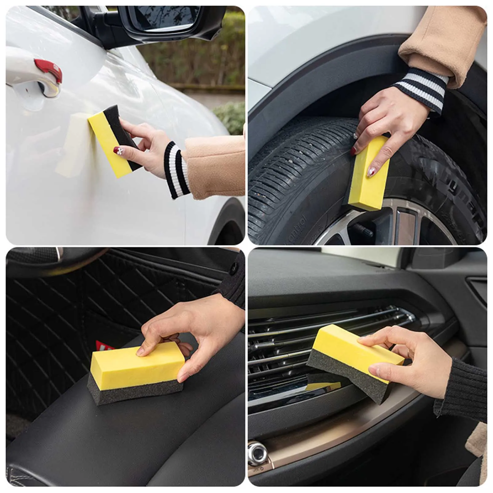 Waxing Polish Foam Sponge Pad Easy to Use with -Shaped Curved Surface Suitable for Vehicle Glass Cleaning