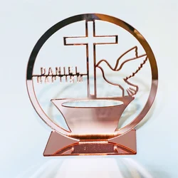 10PCS Custom Name Mirror Rose Gold Cross Dove First Communion Party Favor Decors Acrylic Personalized Baptism Christening Gift